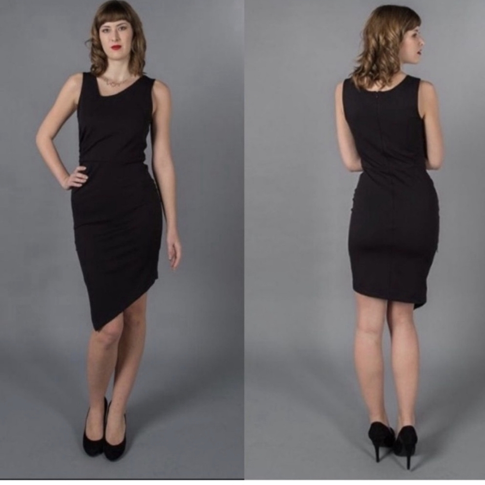 Betabrand Asymmetric Black Cocktail Dress